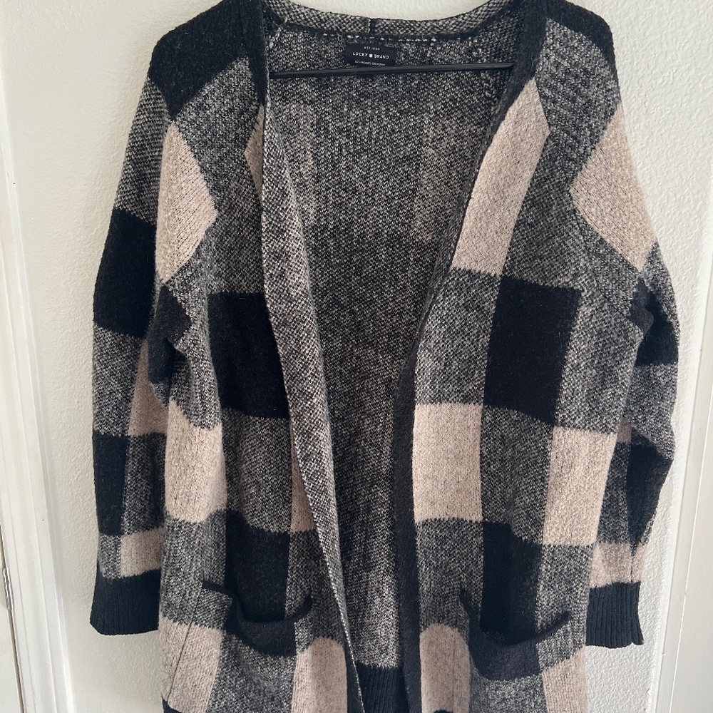 LUCKY BRAND Plaid Cardigan Size Large
